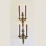 Pair of Mid-19th Century Napoleon III 2-Branch Gilt Bronze Candle Sconces
