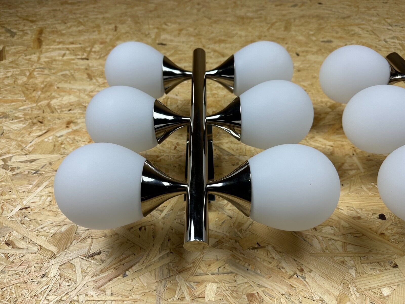 2x 60s 70s 6-bulb Sputnik wall lights by Kaiser Leuchten opal glass