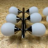 2x 60s 70s 6-bulb Sputnik wall lights by Kaiser Leuchten opal glass