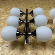 2x 60s 70s 6-bulb Sputnik wall lights by Kaiser Leuchten opal glass