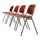 Set of 4 stackable chairs dsc 106 orange, Castelli, G. Piretti, 1970s