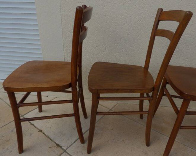 4 Lutherrma brand bistro chairs in their patinas – Very good condition