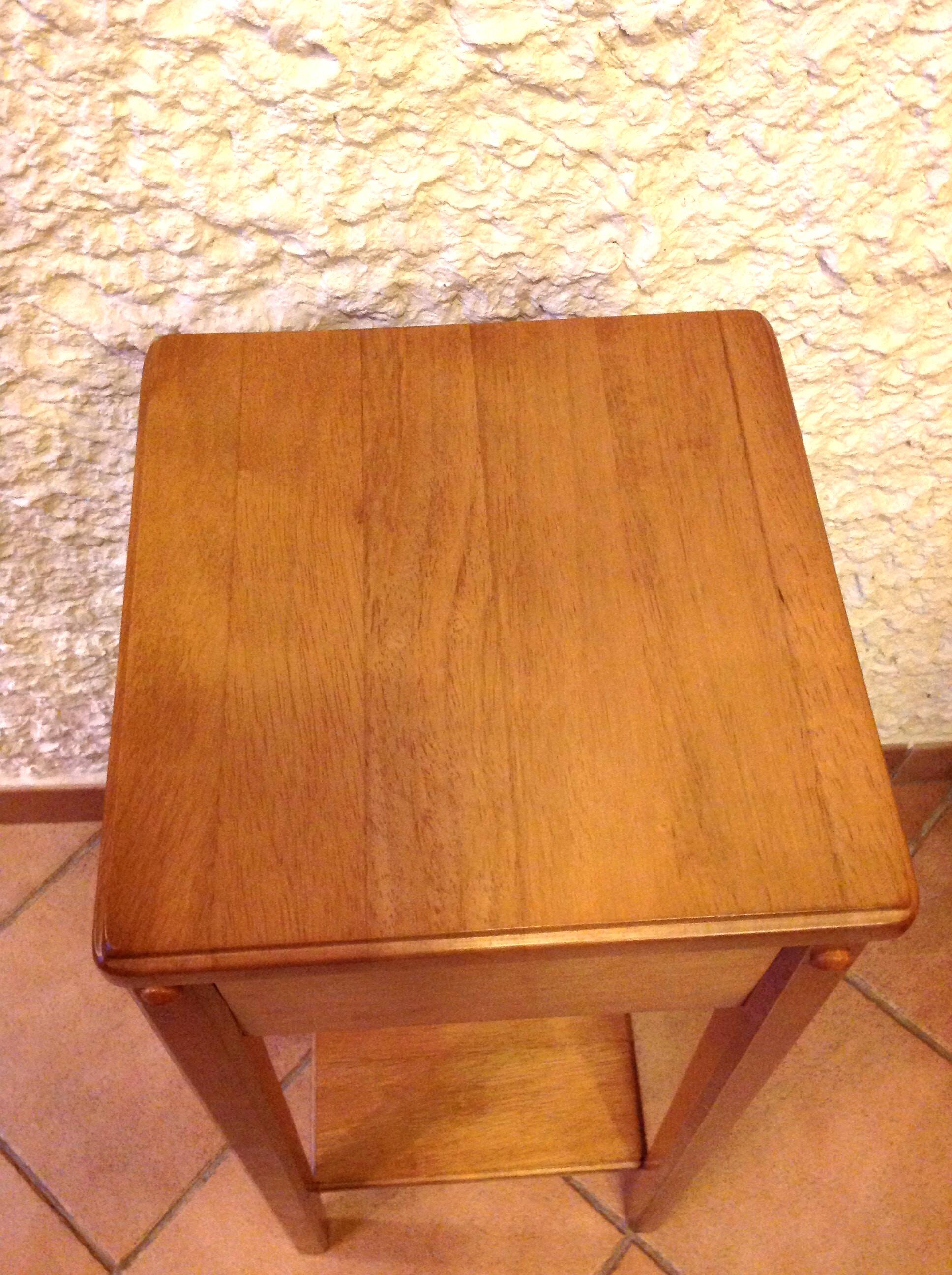 Square plant holder in light wood / 70s-80s