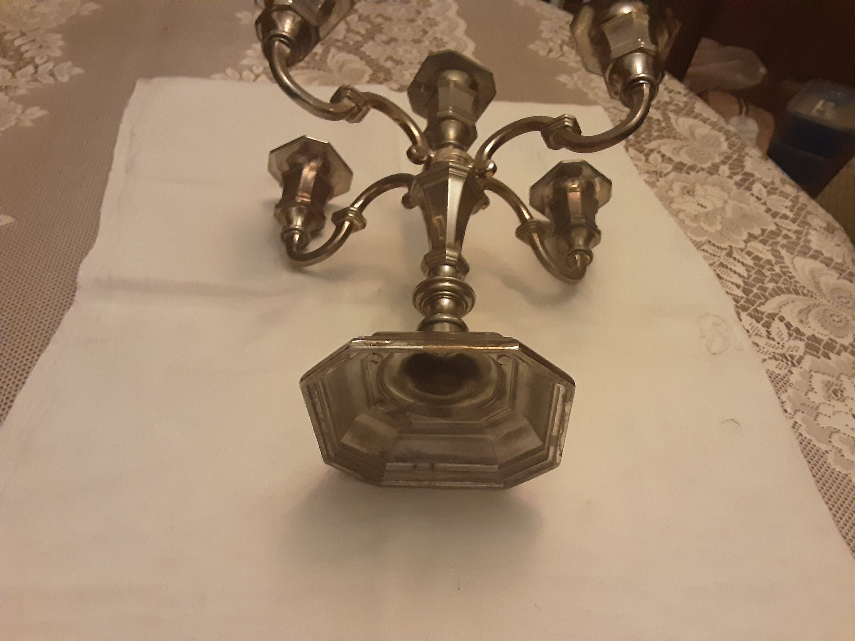 5 flames silver chrome metal candlestick