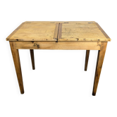 Antique wooden school desk with double lift-up tops.