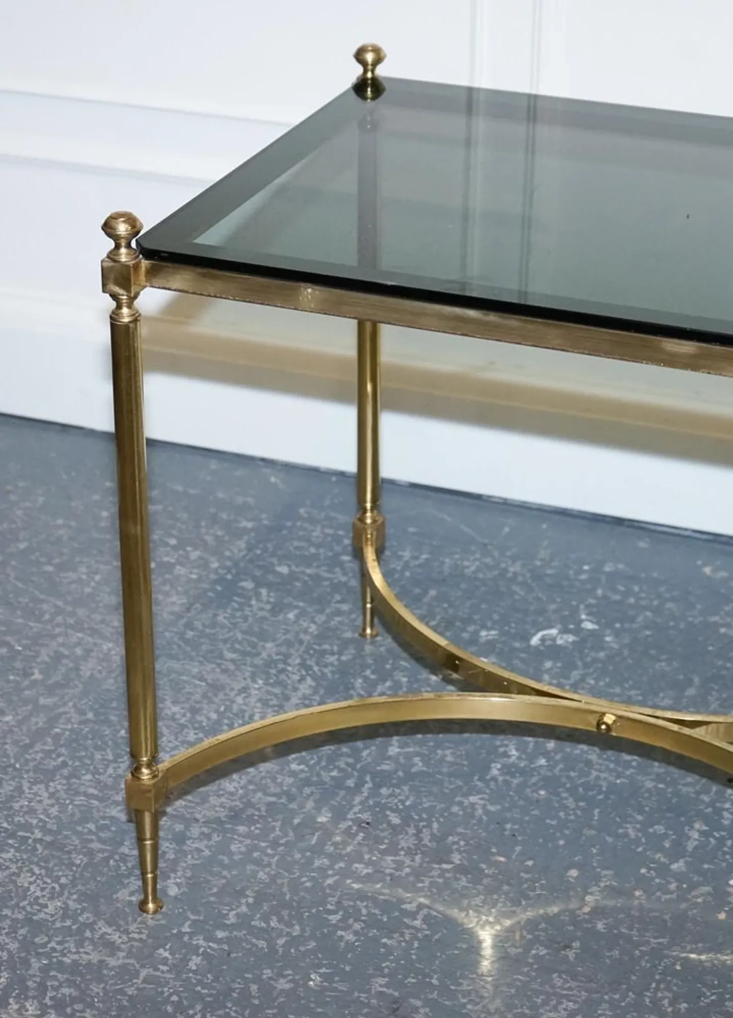Hollywood Regency Coffee Table in Brass and Smoked Glass, France, 1960s