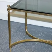 Hollywood Regency Coffee Table in Brass and Smoked Glass, France, 1960s