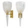 Pair of Italian Murano Iridescent Glass and Brass Wall Sconces