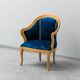 Poltroncina vintage in legno massello velluto blu anni ’50 modernariato