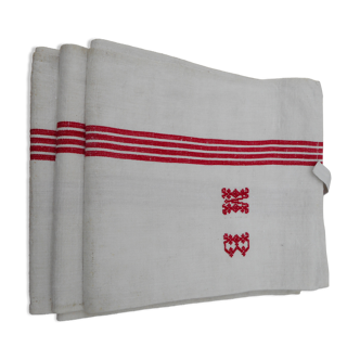 3 old tea towels in mestizo