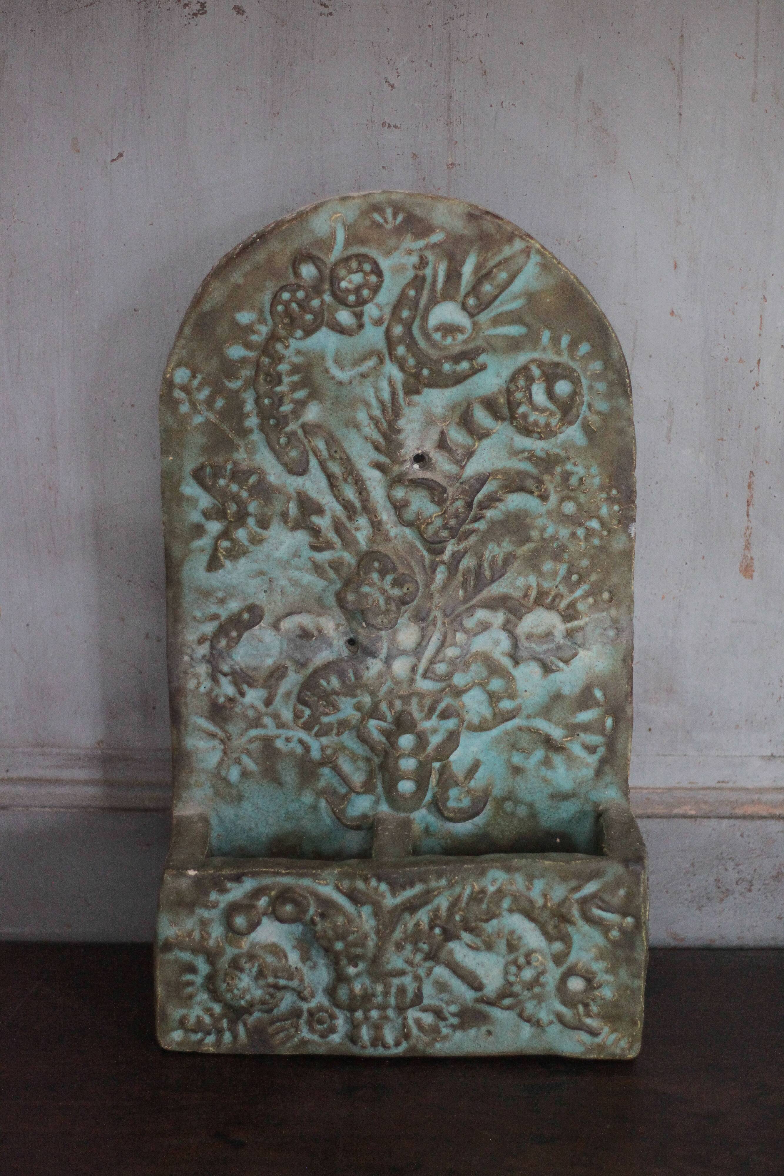 Pair of signed ceramic wall planters, pot cover