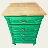 Vintage green oak chest of drawers from the 1960s.