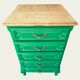 Vintage green oak chest of drawers from the 1960s.