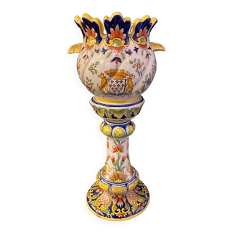 Vase bougeoir en faïence de Sèvres, début XXème Fourmaintraux frères