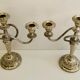 Pair of silver metal chandeliers