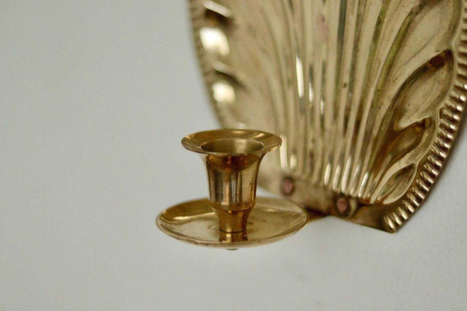 Paire d'appliques vintage en laiton