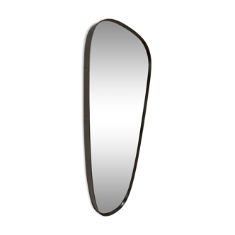 Rear view mirror and free shape brushed silver metal outline