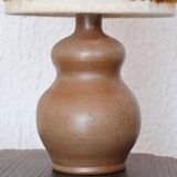 Stoneware lamp, wool lampshade, 70s