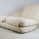 Reclining sofa color "crème chinée", France, circa 1970