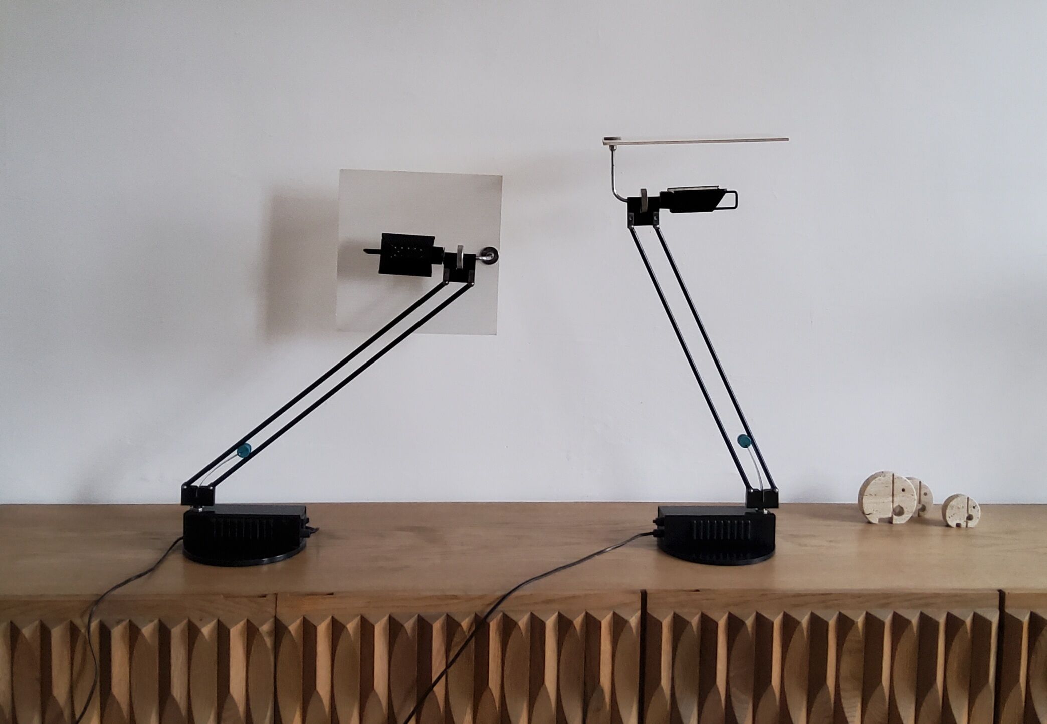 Pair of vintage w&o model lamps by Ketoff for aluminor, 1980s