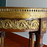 Saddle or pedestal table Napoleon III, marble and varnished wood base Ø30 x 82 cm