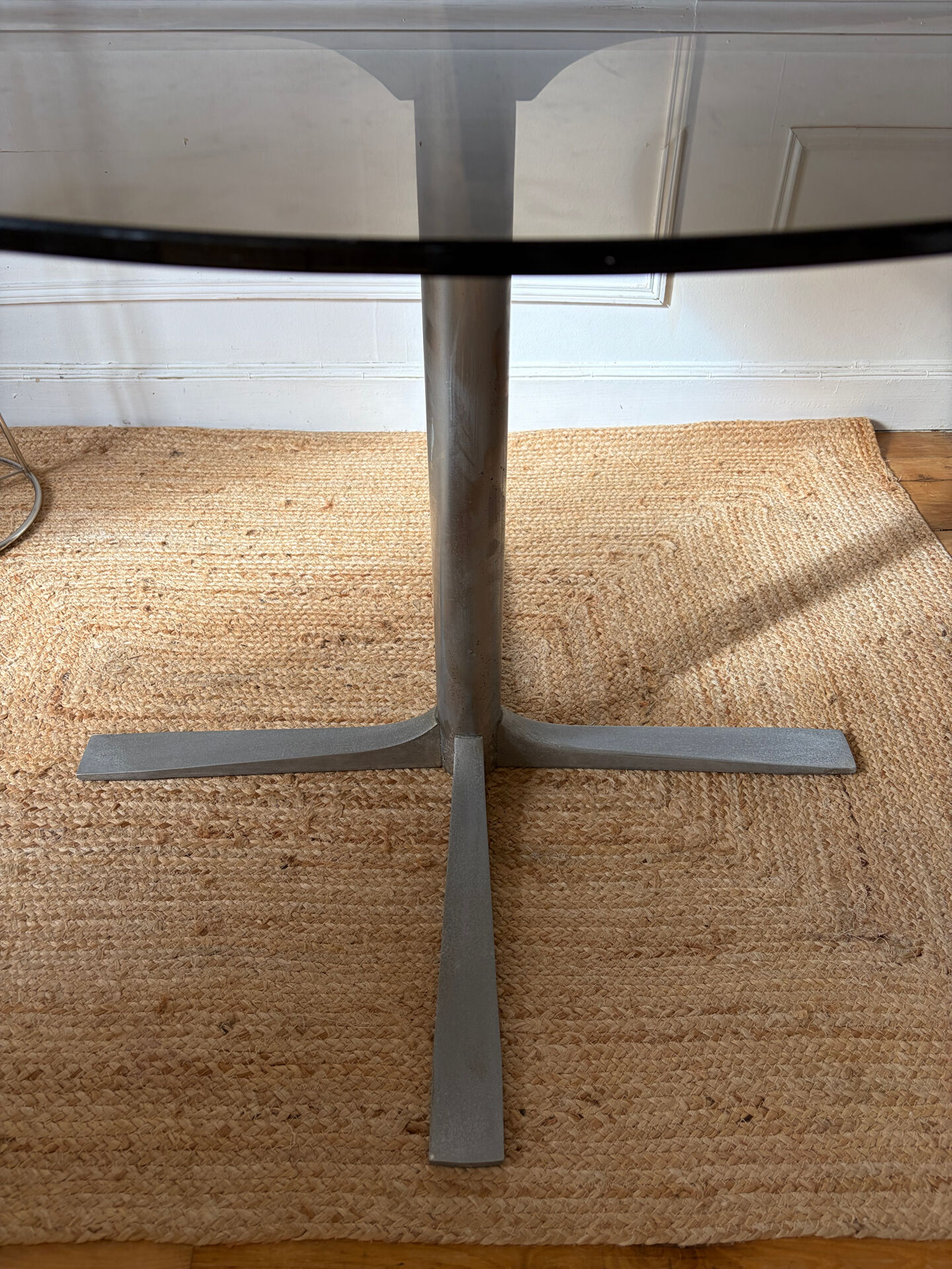 Dining table in metal and smoked glass Roche Bobois
