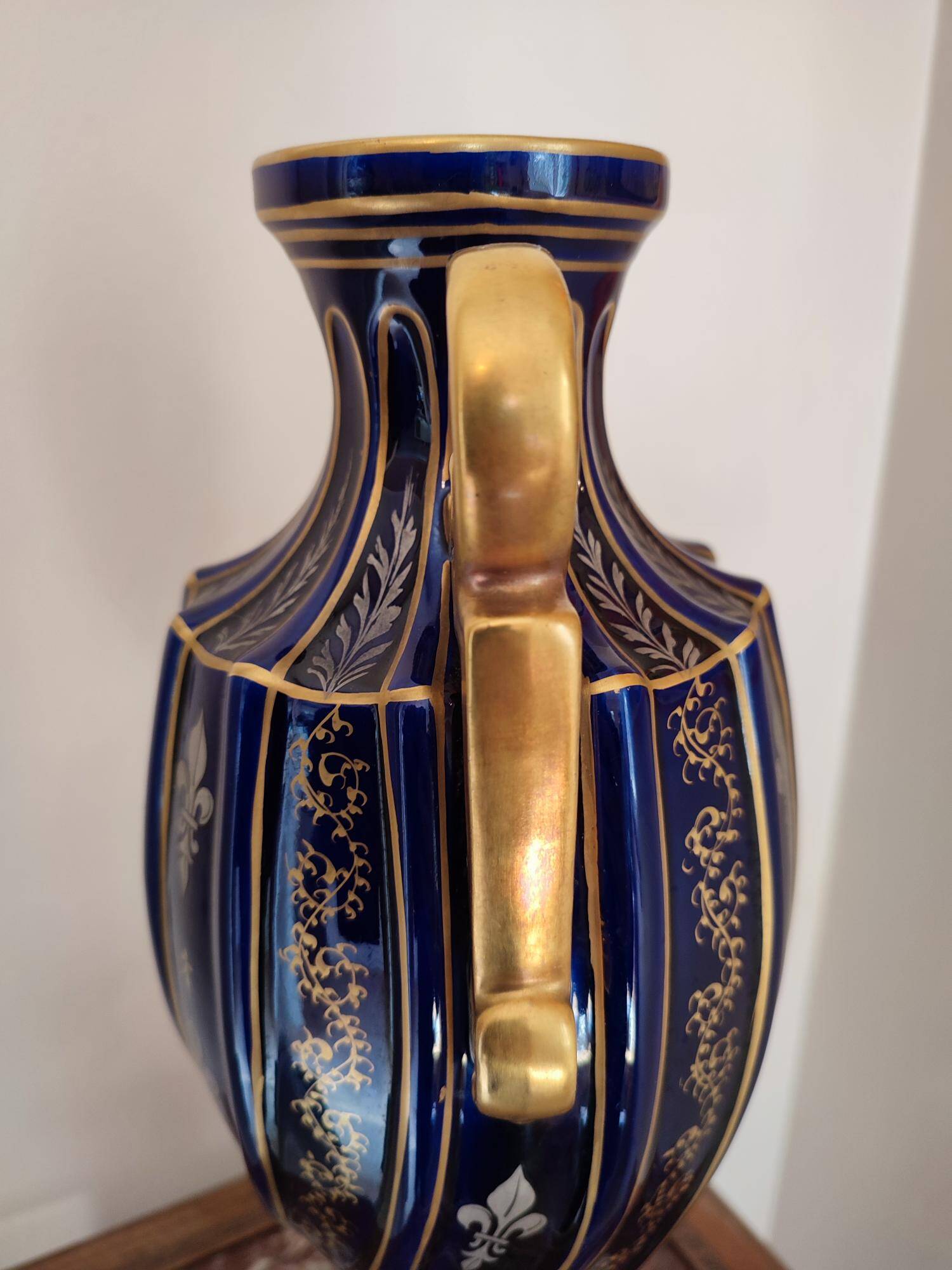 Two-handled baluster vase in late 19th century earthenware from the Gustave Asch factory (1856-1911)