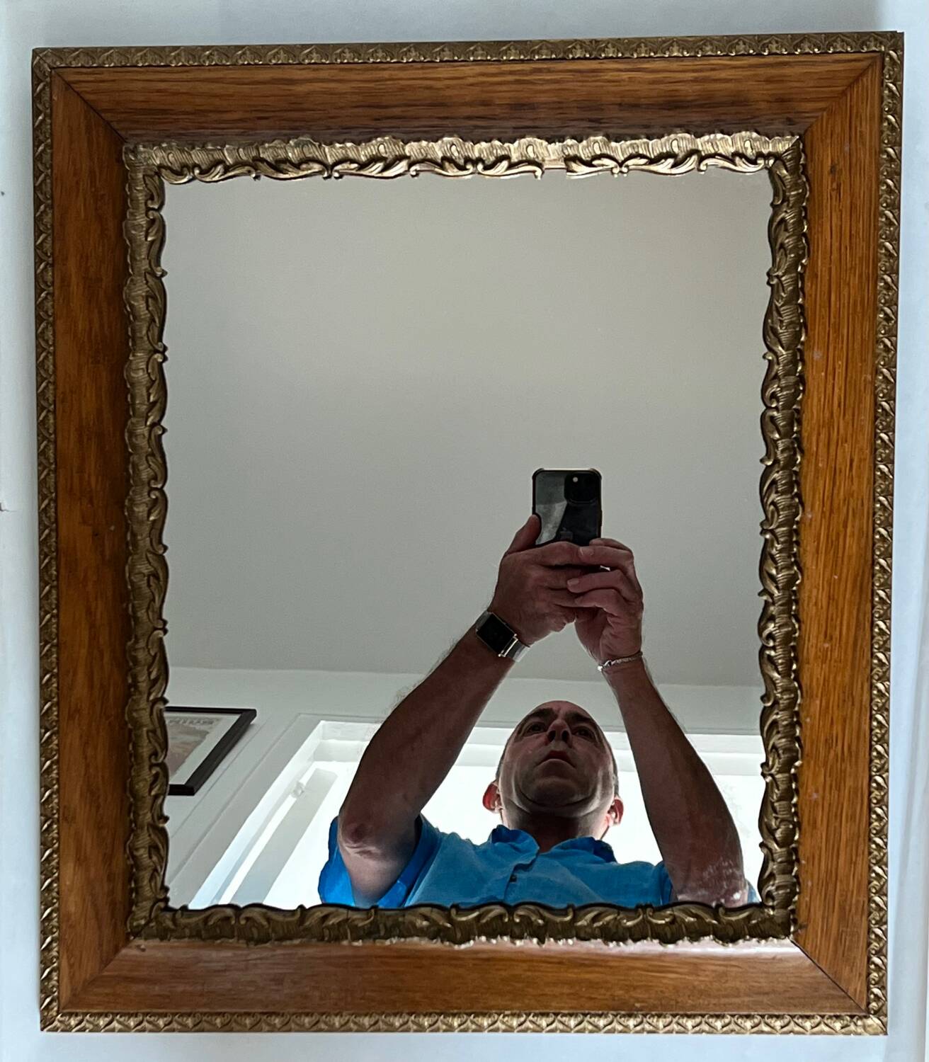 Antique moulded wooden mirror 54 x 47 cm