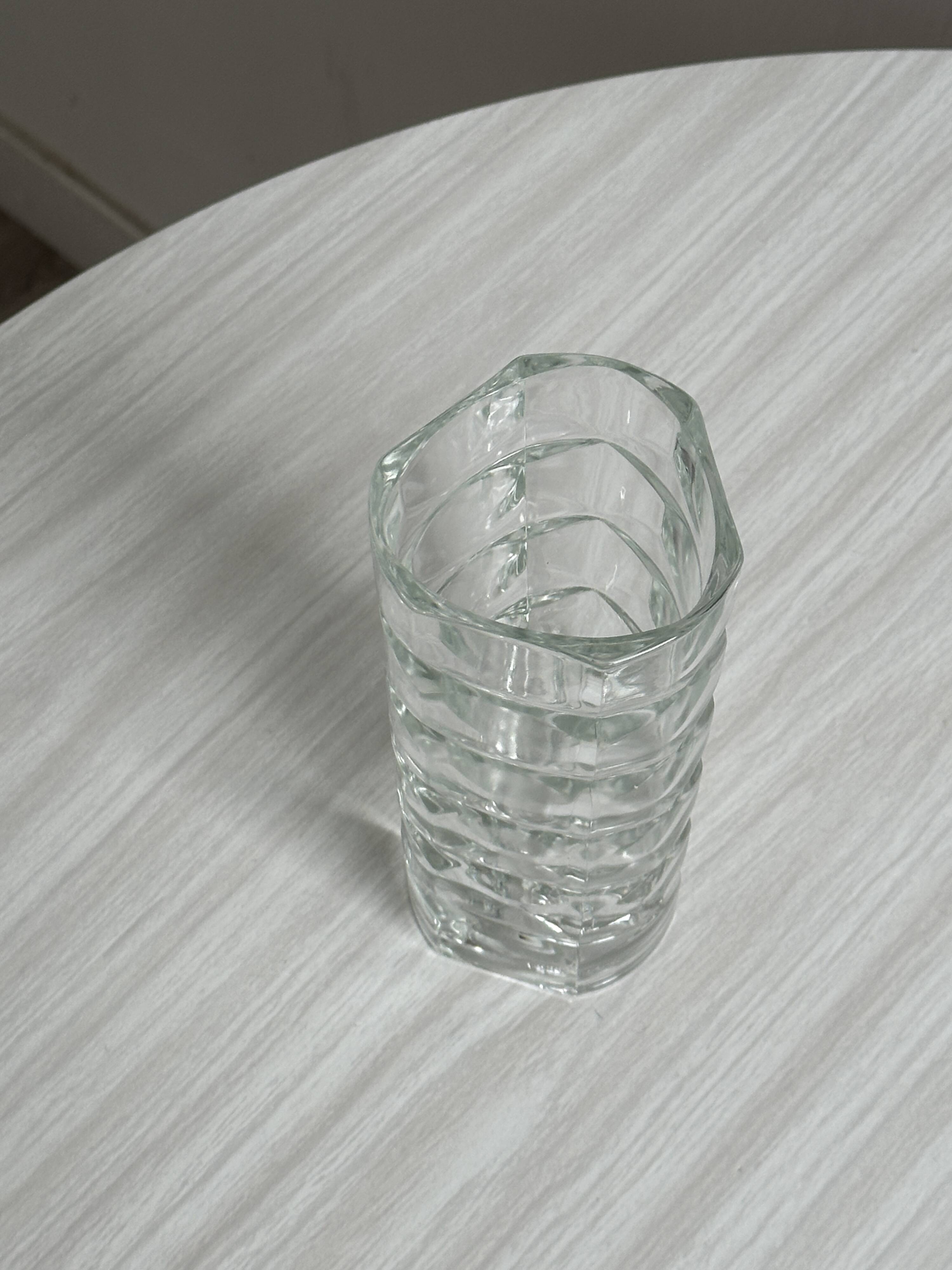 Small thick glass vase, triangular design