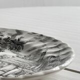 English earthenware dish, countryside scene illustration