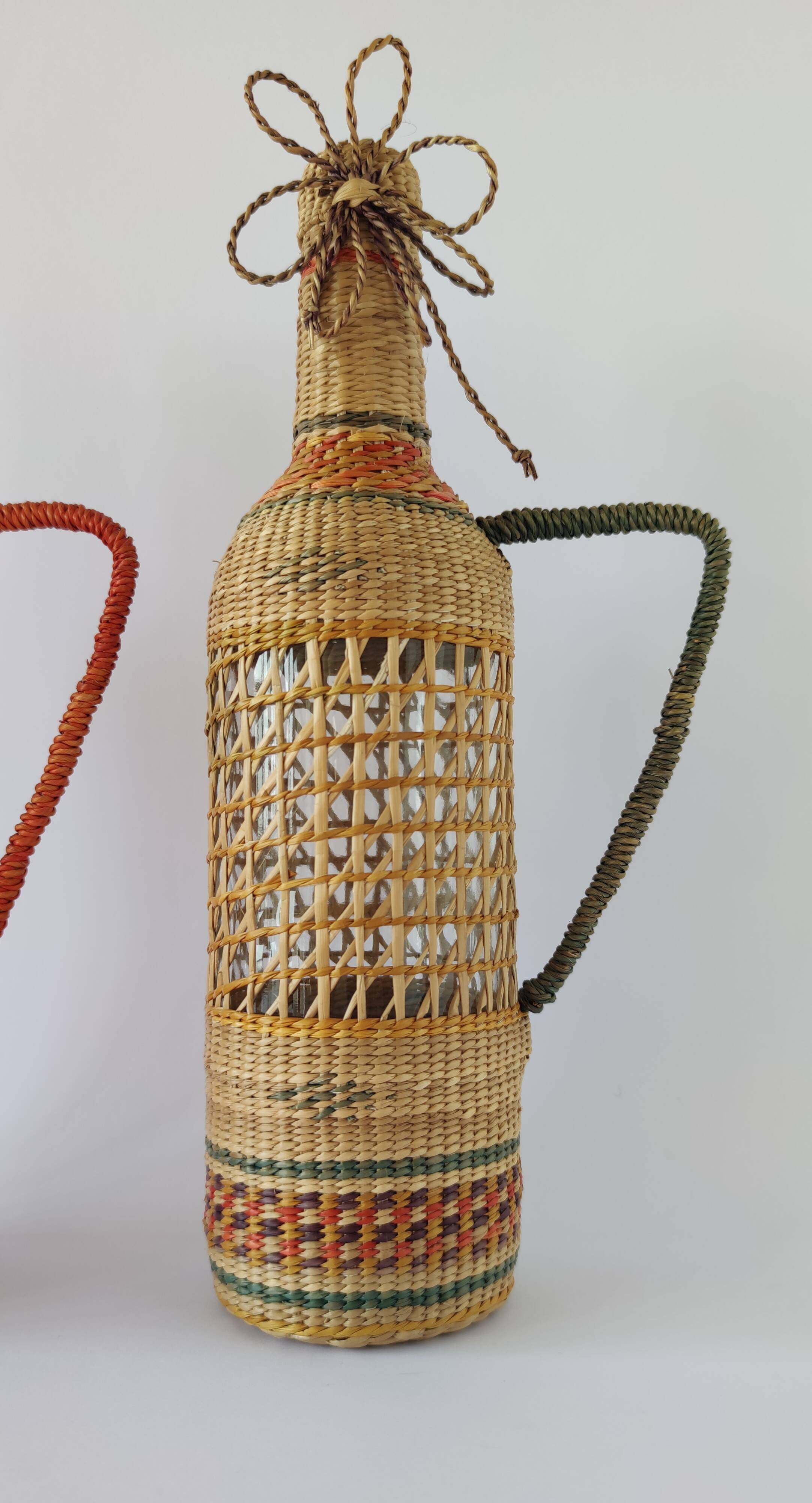 Bouteilles tressées Osier Vintage Origine Viêtnam