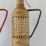 Vintage Wicker Woven Bottles Origin Vietnam