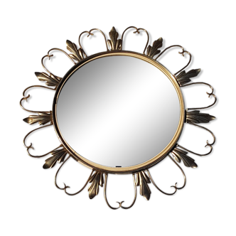 Mirror curved golden metal witch eye 46cm