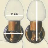 Set of wall lamp wooden support and vintage white opaline globe