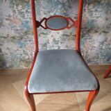 Rare - Set of 4 Louis Philippe/restoration style chairs with medallion - Blue / cherry color