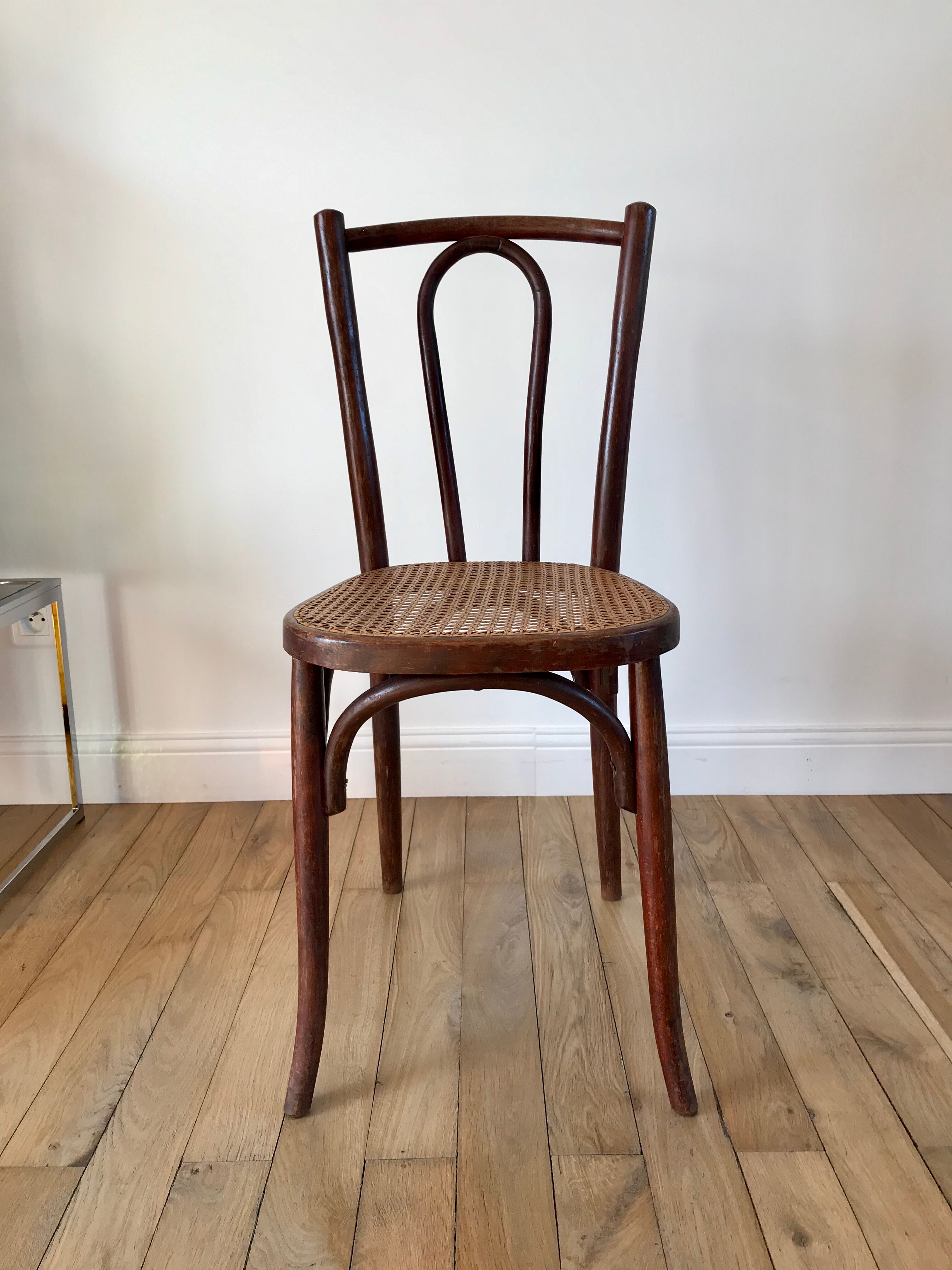 Baumann chair in turned wood and canning N33 early twentieth century