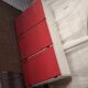Placard haut de cuisine trois portes en formica rose