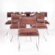 Suite de 6 chaises en acier chromé et velours marron circa 1970