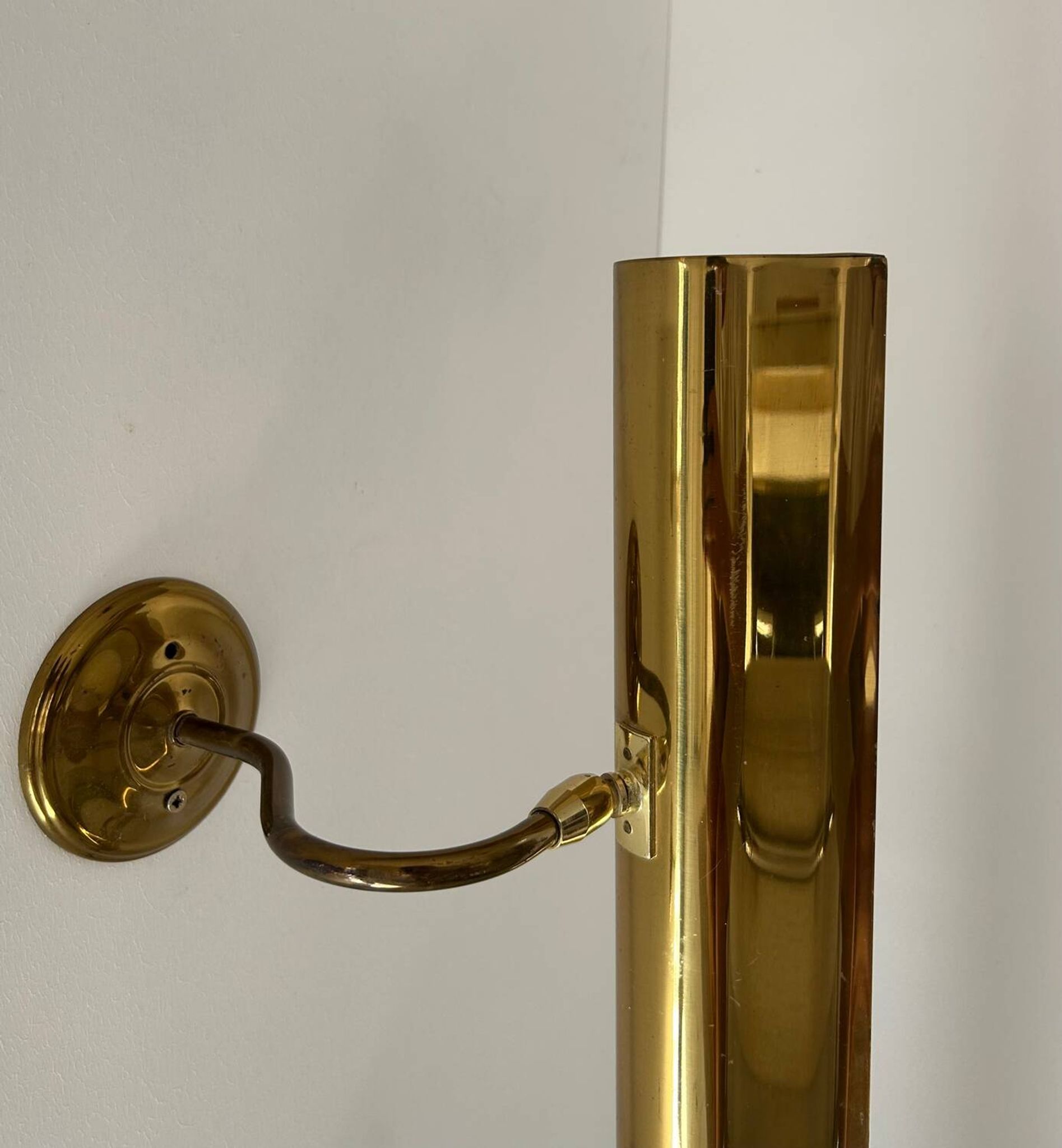 Pair of vintage XL adjustable brass wall lights, France 1970