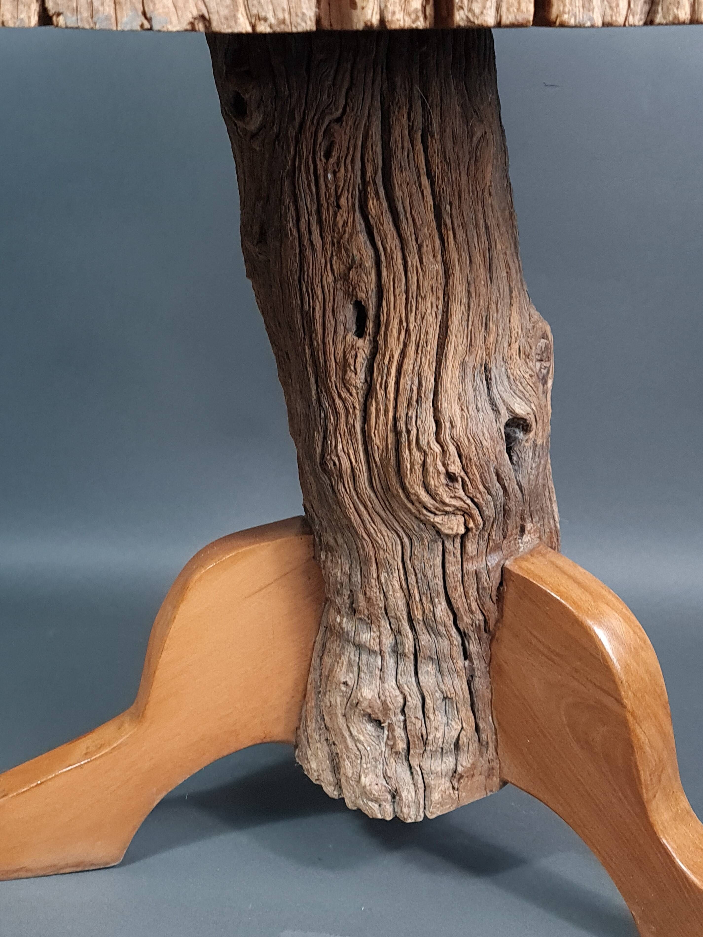 Brutalist teak stool or side table, 13 kg, 2 available D344 /1/