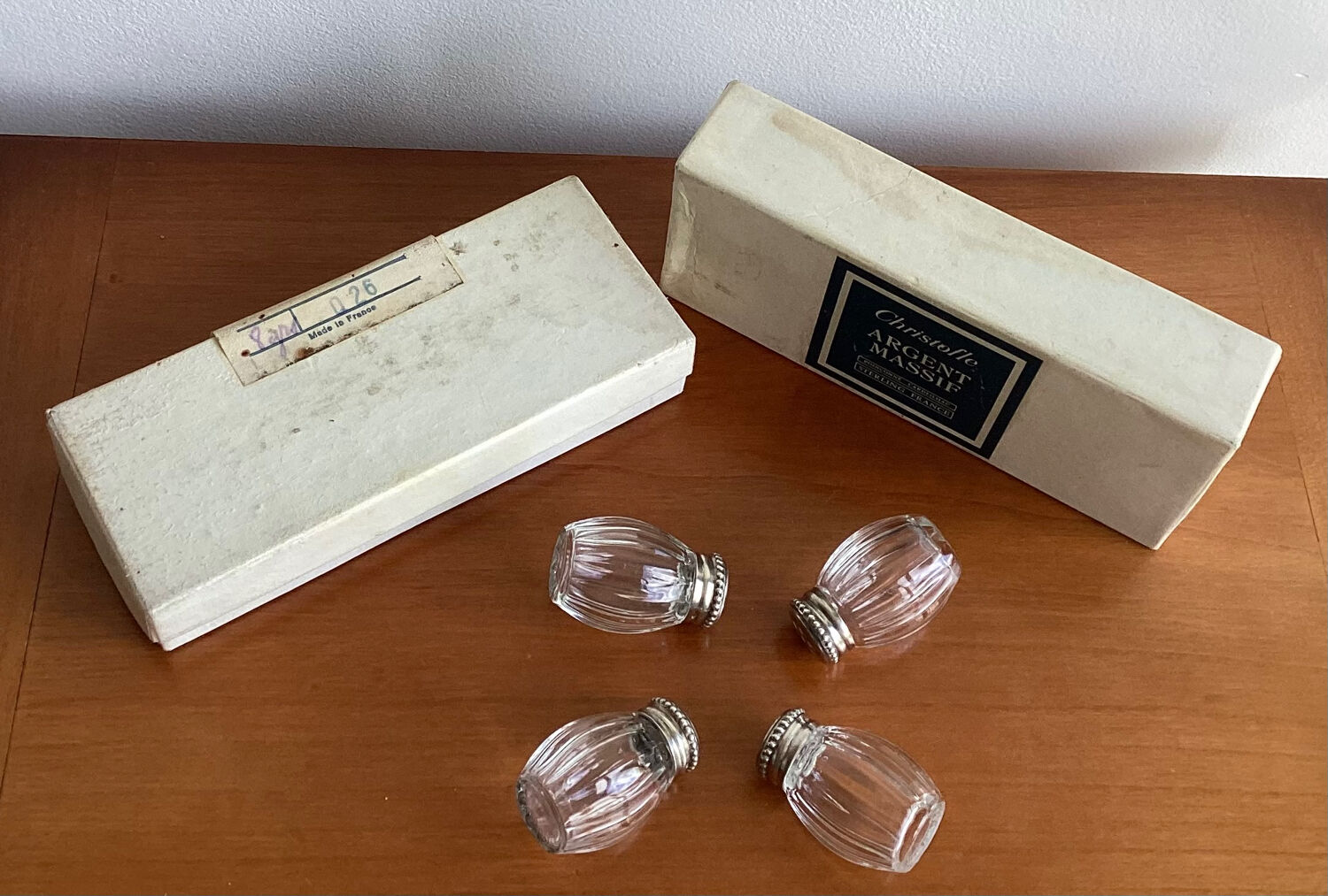 Christofle salt shakers with silver cap