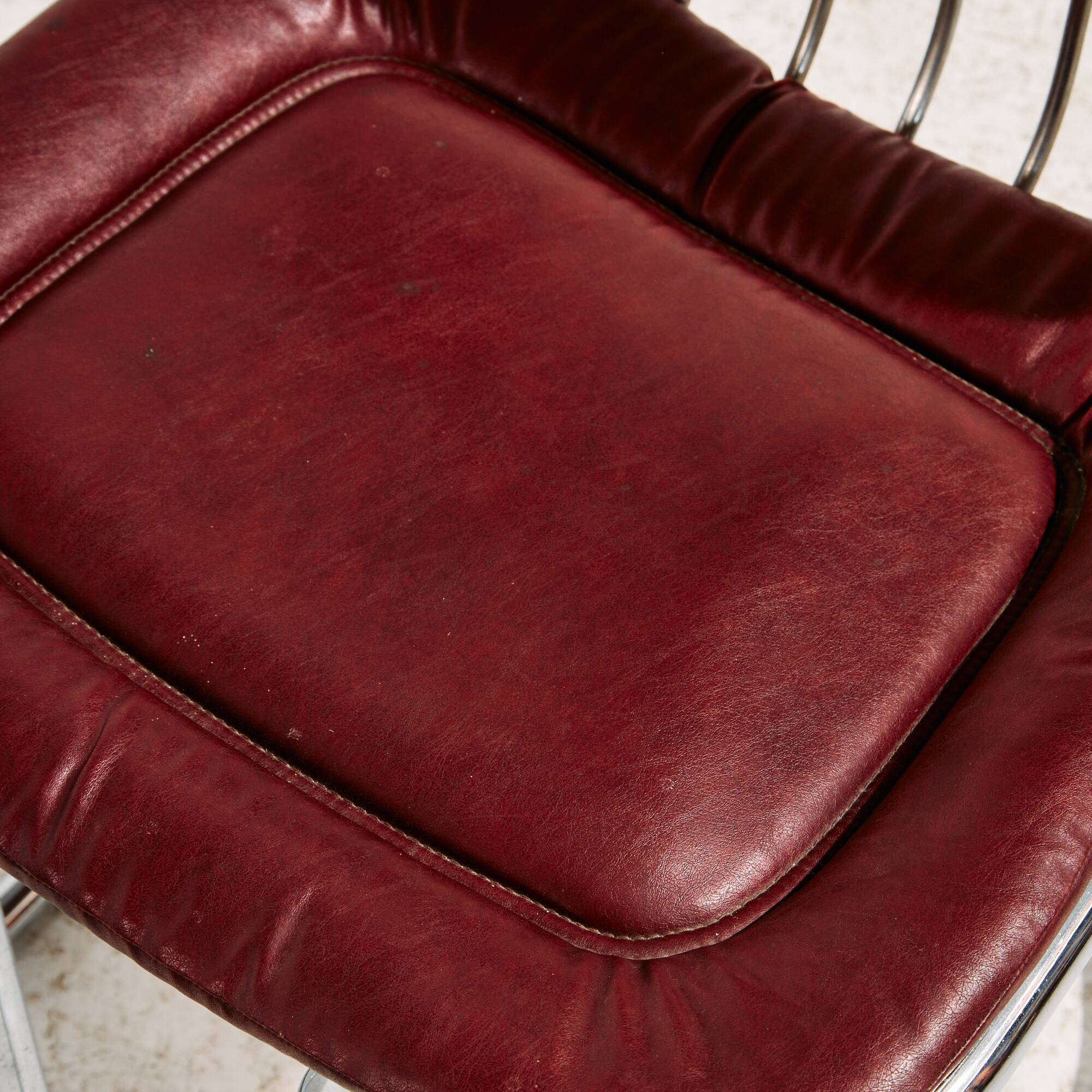 Italian chrome and leather dining set by Gastone Rinaldi, set of 7.