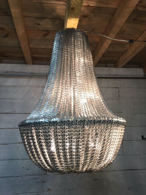 Lustre design cotte de maille 8 lampes
