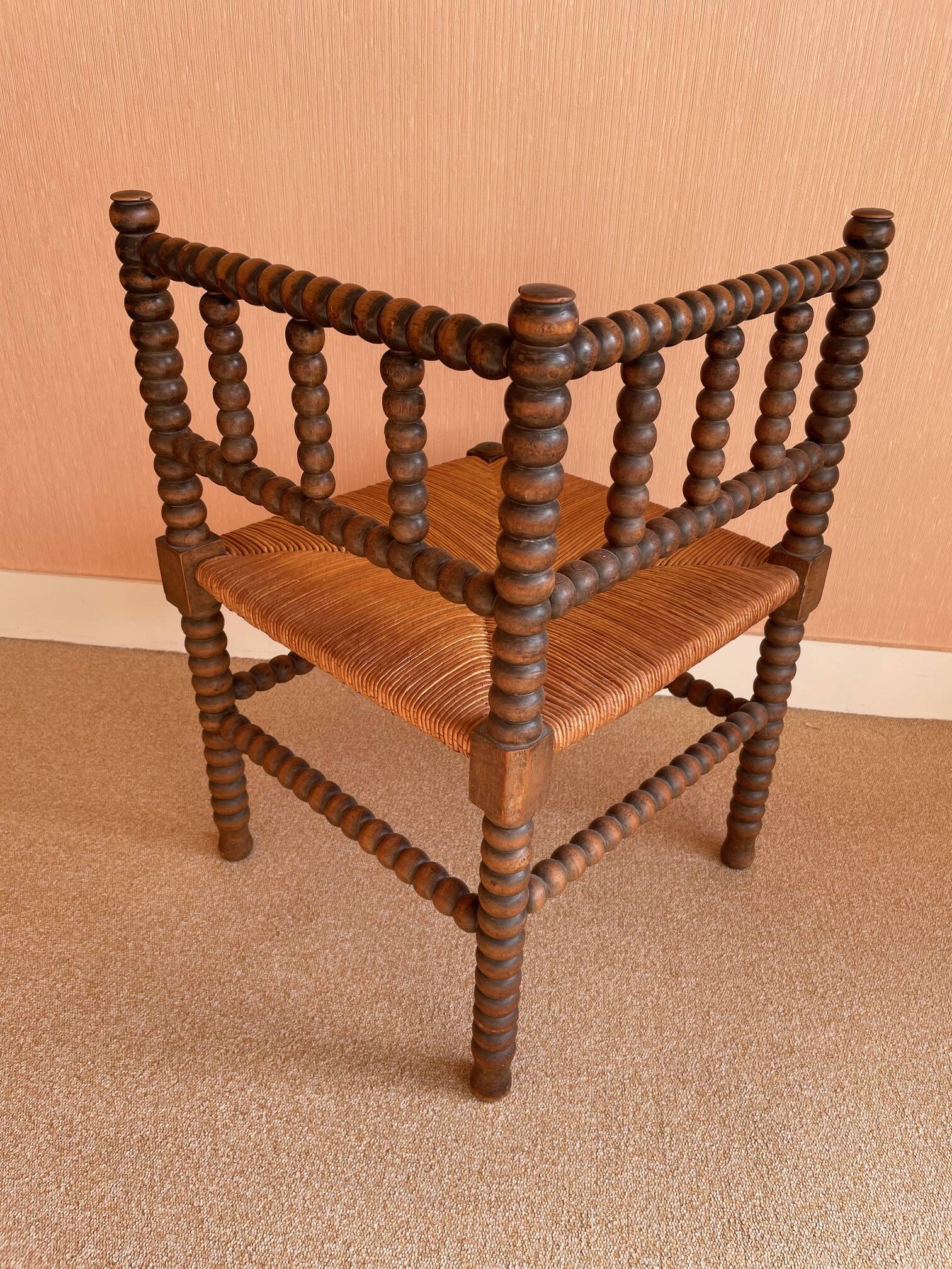 Turned wood corner chair
