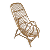 Ancien fauteuil en rotin à accoudoirs