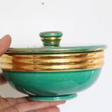 Ceramic jewelry box, green, Elchinger, 1970, vintage French