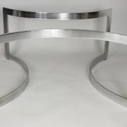 Coffee table published by Dassas, base in chromed steel and thick glass slab, France, 1963