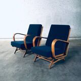 Mid-Century Modern Bentwood Lounge Chairs, Belgium, 1950s, Set of 2