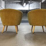 Chair round modernist graphic velvet thick yellow