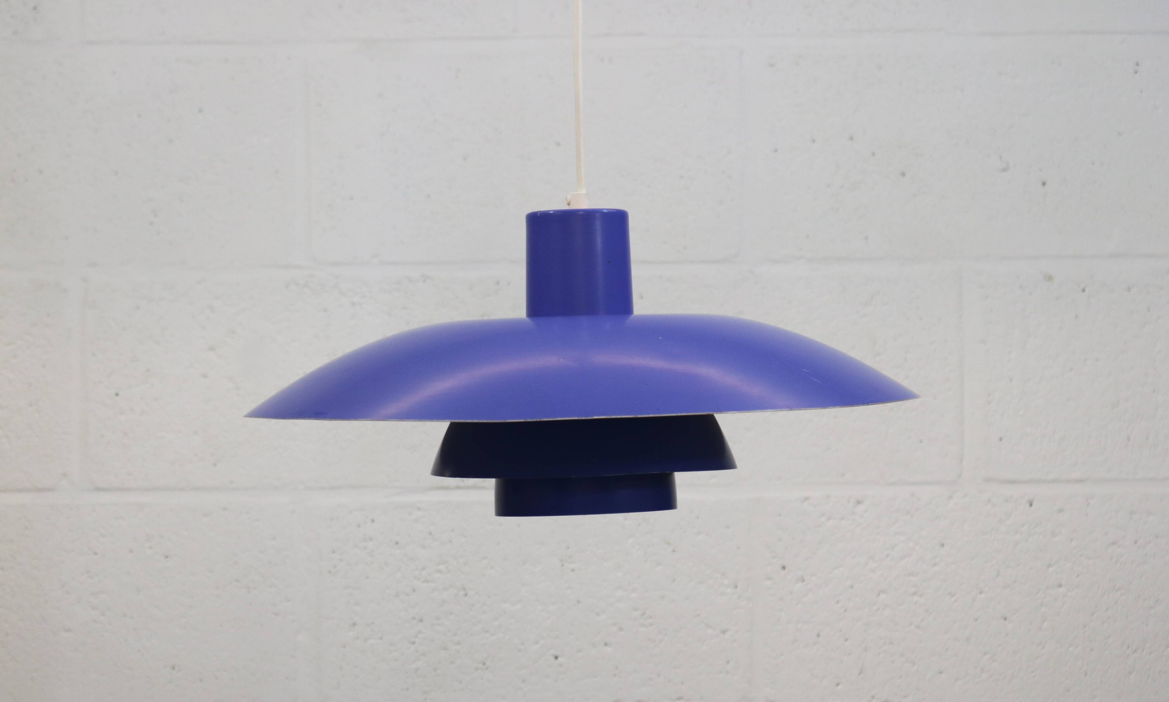 Blue Louis Poulsen PH 4/3 Pendant Lamp: 1970s Scandinavian Design